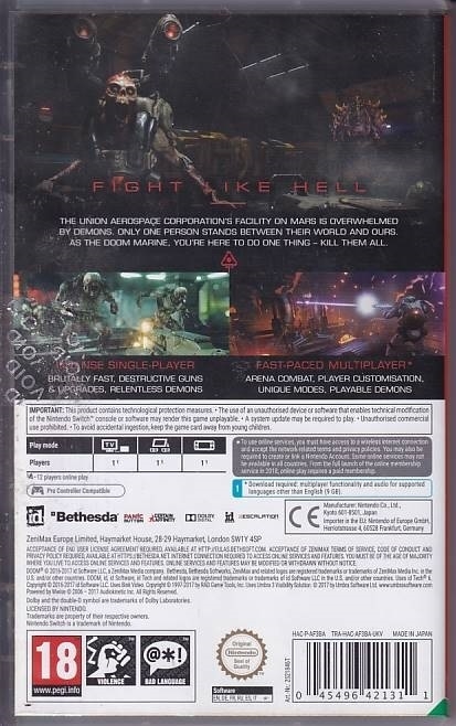 Doom - Nintendo Switch spil (B Grade) (Genbrug)